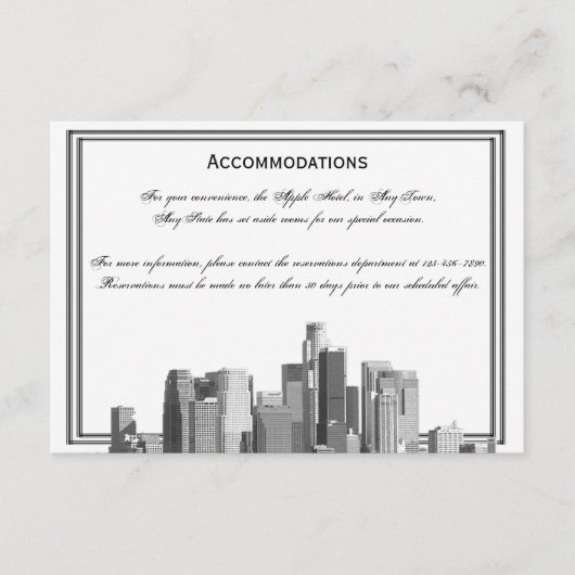 Houston Destination Wedding Accomodations Informatiekaartje (Voorkant)