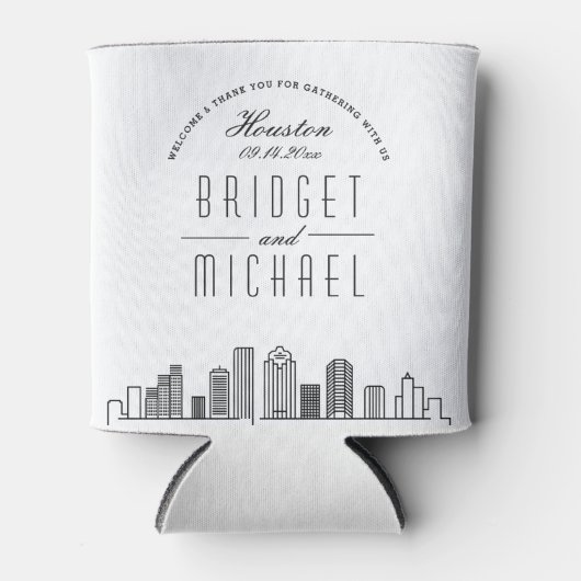 Houston gestileerde skyline | Bruiloft Koelbox Blikjeskoeler (Voorkant)