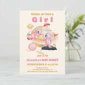 Houston hebben we een Girl Space Baby shower Kaart (Staand voorkant)