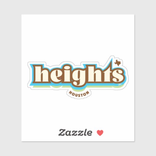 Houston Heights Texas, blauw, groen, bruin Sticker (Vel)