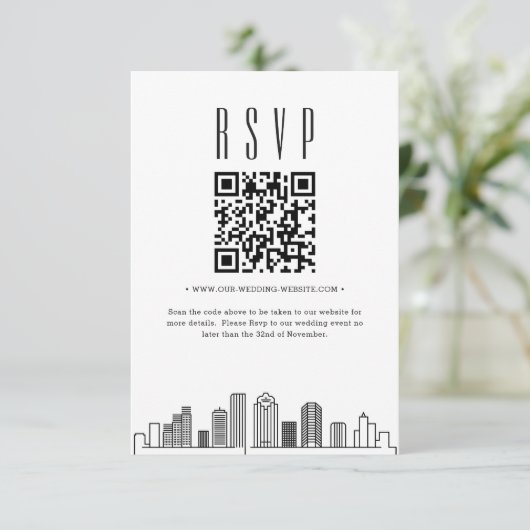 Houston Huwelijk QR code RSVP Kaart (Staand voorkant)