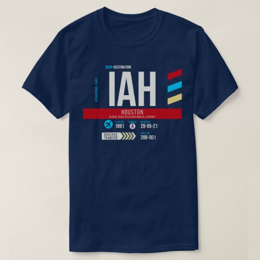 Houston IAH Airport Code Bagage Label 1 T-shirt (Design voorkant)