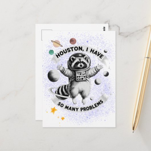 Houston, ik heb zoveel problemen briefkaart (Voorkant / Achterkant in situ)