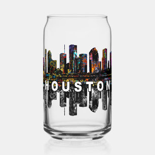 Houston in graffiti met monogram blikvorm glas