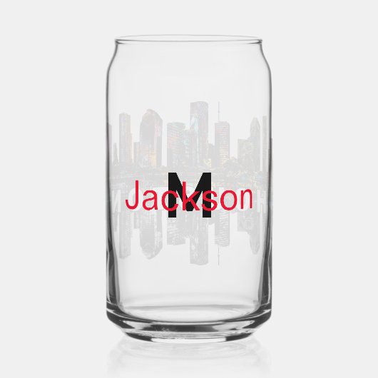 Houston in graffiti met monogram blikvorm glas (Achterkant)