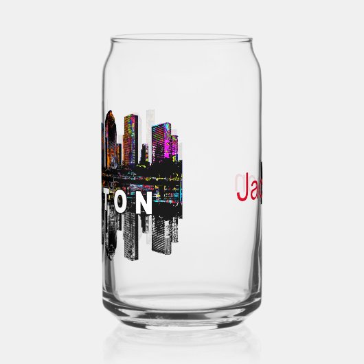 Houston in graffiti met monogram blikvorm glas (Links)