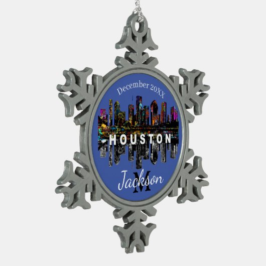 Houston in graffiti tin sneeuwvlok ornament (Links)