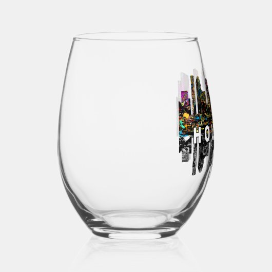 Houston in graffiti wijnglas zonder voet (Rechts)
