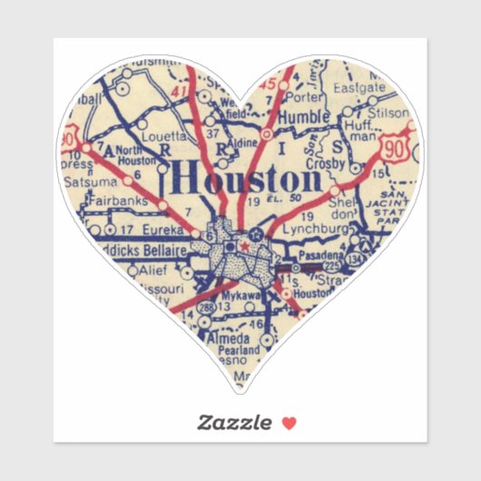Houston kaart 1948 sticker (Vel)