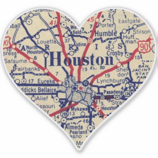 Houston kaart 1948 sticker (Voorkant)