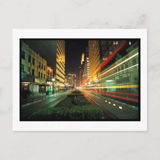 Houston Main Street bij Night Briefkaart (Voorkant)