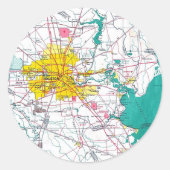 Houston Map Ronde Sticker (Voorkant)