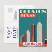 Houston moderne skyline turquoise uitnodiging (Voorkant / Achterkant)