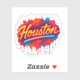 Houston Neon Street-Art Glow Sticker
