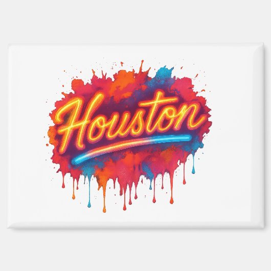 Houston Neon Street-Art Llow Magnet (Voorkant)
