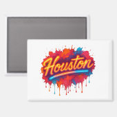 Houston Neon Street-Art Llow Magnet (Voorkant / Achterkant)