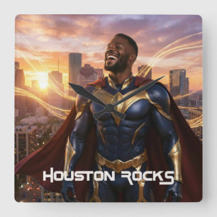 HOUSTON ROCKS - TEXAS VIERKANTE KLOK