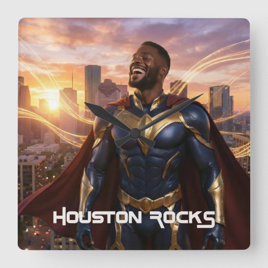HOUSTON ROCKS - TEXAS VIERKANTE KLOK (Voorkant)