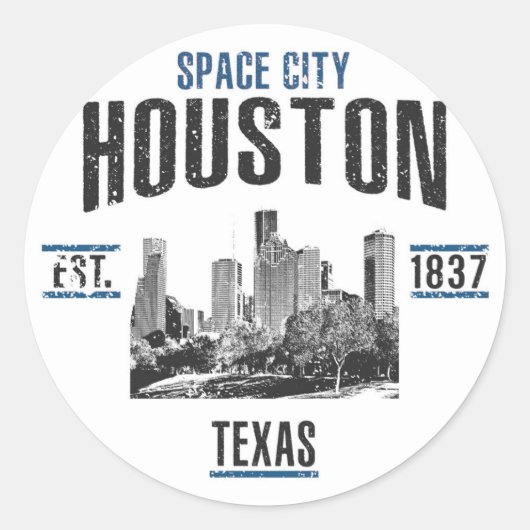 Houston Ronde Sticker (Voorkant)