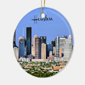 Houston, schilderachtig foto van de stad Texas Keramisch Ornament (Links)
