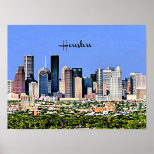 Houston, schilderachtig foto van de stad Texas Poster