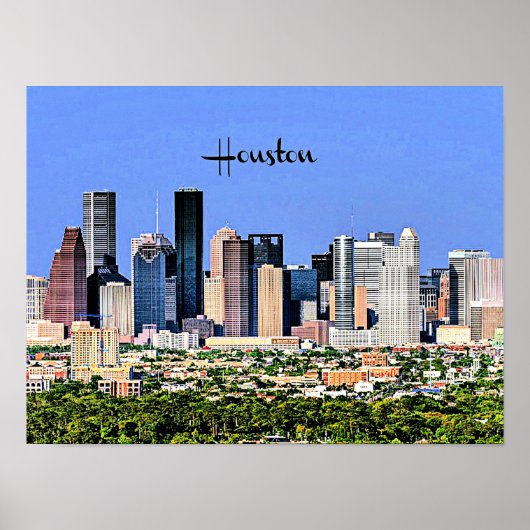 Houston, schilderachtig foto van de stad Texas Poster (Voorkant)