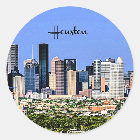 Houston, schilderachtig foto van de stad Texas Ronde Sticker (Voorkant)