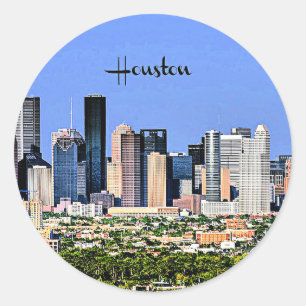 Houston, schilderachtig foto van de stad Texas Ronde Sticker