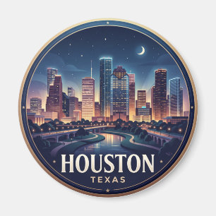 Houston Silhouet bij Nacht Texas Magneet