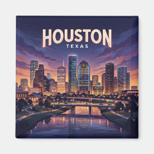 Houston Silhouet 's Nachts Texas Magneet