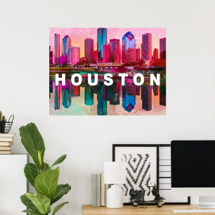 Houston Silhouette Graffiti Kunst Poster