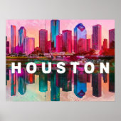 Houston Silhouette Graffiti Kunst Poster (Voorkant)
