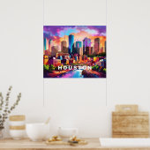 Houston Silhouette Graffiti Kunst Poster (Keuken)
