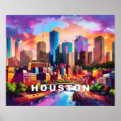 Houston Silhouette Graffiti Kunst Poster (Voorkant)