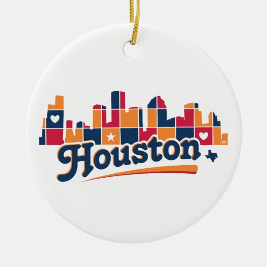 Houston Silhouette Patchwork Keramisch Ornament (Voorkant)
