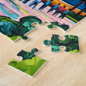 Houston Silhouette Ruimtevaartcentrum Raket Van Go Legpuzzel (Zijkant)
