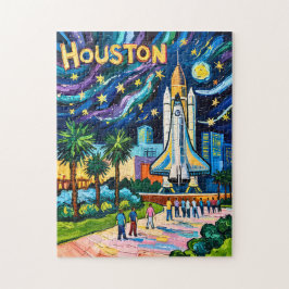 Houston Silhouette Ruimtevaartcentrum Raket Van Go Legpuzzel