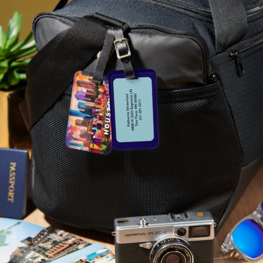 Houston Skyline Abstracte kunst Bagagelabel (Voorkant /achterkant)