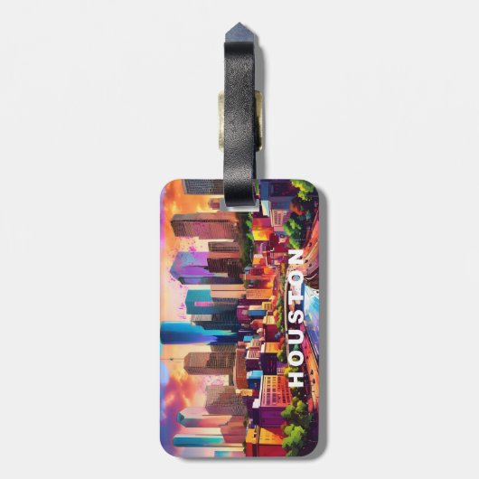 Houston Skyline Abstracte kunst Bagagelabel (Achterkant verticaal)