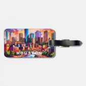 Houston Skyline Abstracte kunst Bagagelabel (Achterkant horizontaal)