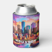 Houston Skyline Abstracte kunst Blikjeskoeler (Blikje Voorkant)