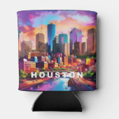 Houston Skyline Abstracte kunst Blikjeskoeler (Achterkant)