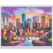 Houston Skyline Abstracte kunst Sticker (Voorkant)