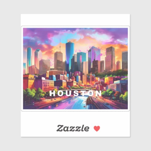 Houston Skyline Abstracte kunst Sticker (Vel)
