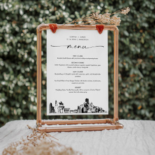 Houston Skyline bruiloft diner menu Kaart 5x7