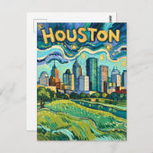 Houston Skyline Colorful Van Gogh Cityscape Briefkaart (Voorkant / Achterkant)