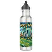 Houston Skyline Colorful Van Gogh Cityscape Waterfles (Links)