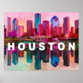 Houston Skyline Graffiti Art Poster (Voorkant)