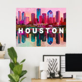 Houston Skyline Graffiti Art Poster (Thuiskantoor)