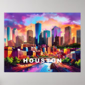 Houston Skyline Graffiti Art Poster (Voorkant)